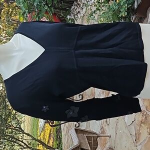Vintage NWT new ITEMS By Michelle Nicole Black Knit Leather Flowers Sweater top